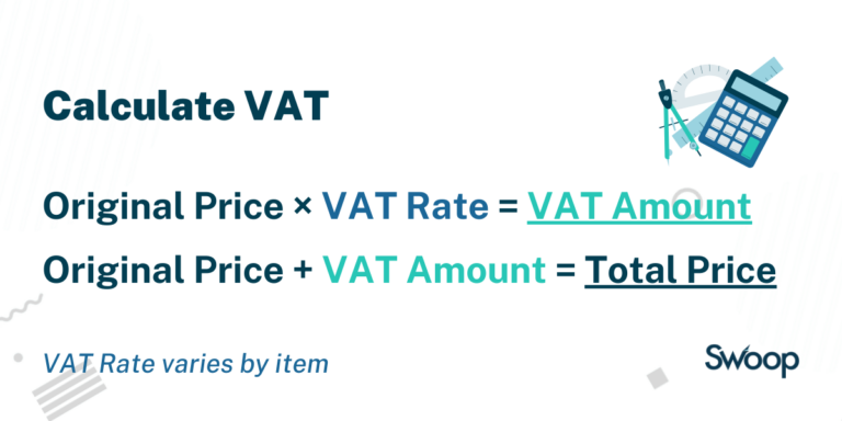 The formulas to calculate VAT amount or total price: VAT Amount = Original Price × VAT Rate Total Price = Original Price + VAT Amount